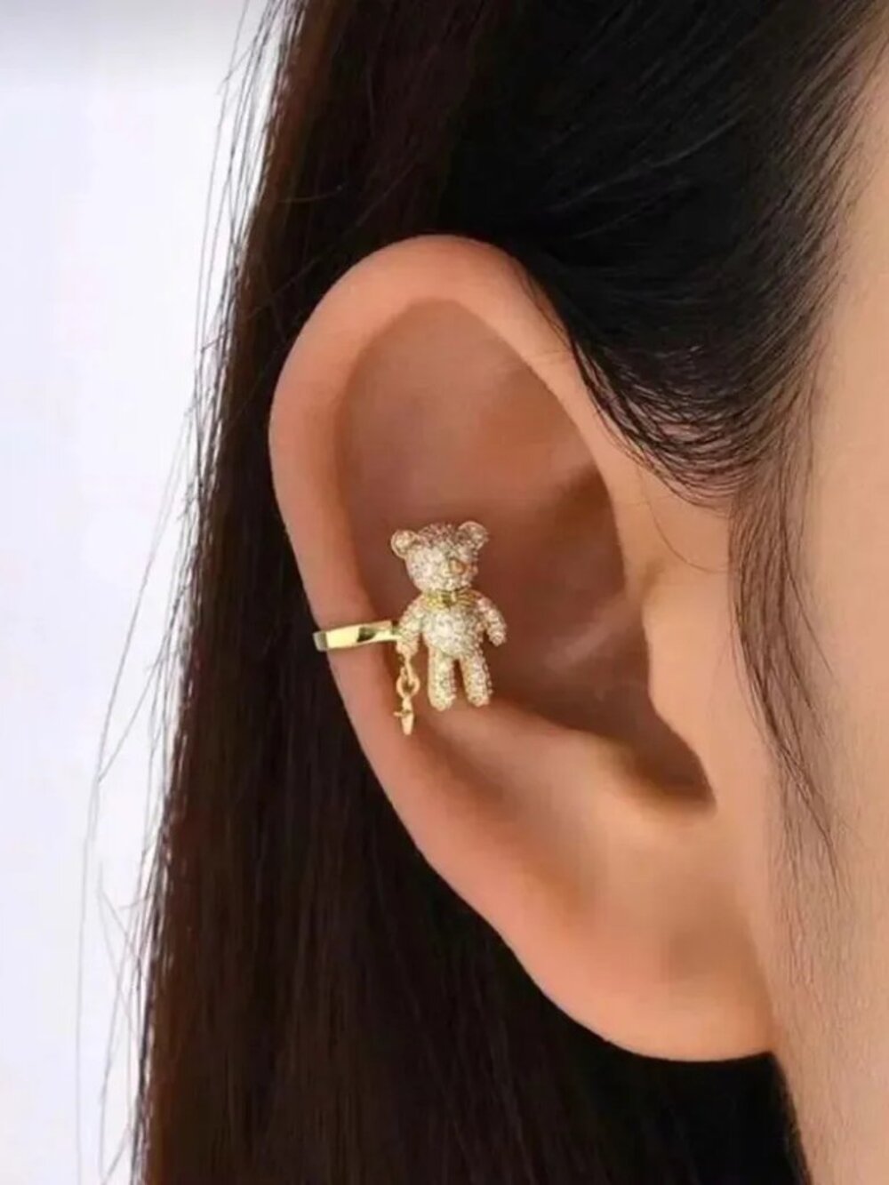 Gold Teddy Bear Ear Cuff R108